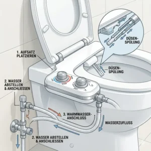 Schaltplan zur Installation für den bidet toilettenaufsatz kaltes und warmes wasser.
