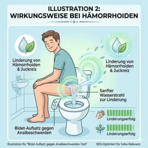 Sanfter Wasserstrahl zur Linderung von Hämorrhoiden, bewertet im bidet aufsatz gegen analbeschwerden test.