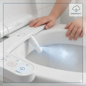 Die sanfte Wasserstrahl-Einstellung beim bidet aufsatz für haushalte mit kindern schont die empfindliche Kinderhaut.