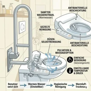 Die hygienischen Vorteile und sanfte Reinigung durch einen bidet aufsatz für ältere menschen.