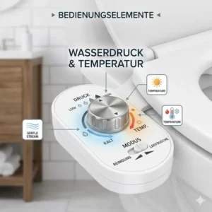 Bedienfeld am bidet toilettenaufsatz hautschonend empfehlung zur stufenlosen regulierung von wasserdruck und temperatur im bad