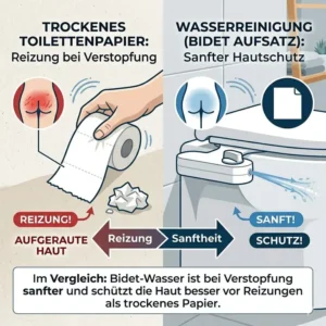 Vergleich zwischen Papier và Bidet Aufsatz gegen Verstopfung Erfahrungen für die Hautpflege.