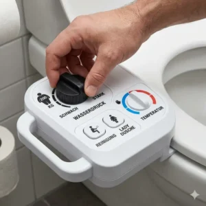 Ergonomisches seitliches Bedienfeld für barrierefreie Nutzung im bidet aufsatz für übergewichtige personen test.