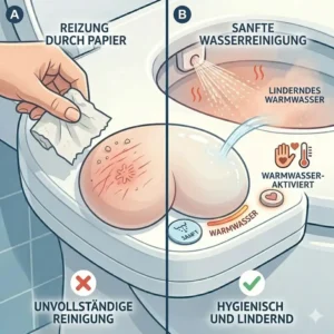 Hygienischer Vorteil Bidet aufsatz gegen hämorrhoiden empfehlung gegenüber Papier