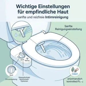 Darstellung der verschiedenen Wasserstrahl-Einstellungen für eine sanfte und reizfreie Intimreinigung.