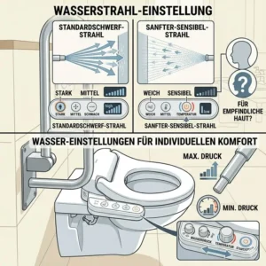 Individuell einstellbarer Wasserstrahl beim bidet aufsatz für ältere menschen für maximalen Komfort.