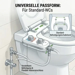 Die universelle Passform für einen bidet toilettenaufsatz kaltes und warmes wasser an der Toilette.