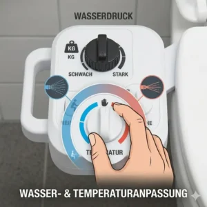 Individuelle Einstellung von Wasserdruck und Temperatur beim bidet aufsatz für übergewichtige personen test.