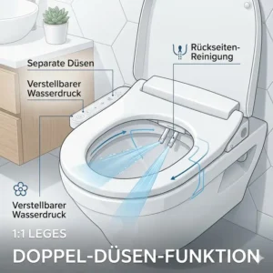 Demonstration of the rear and female wash functions of the bidet aufsatz mit einstellbarem wasserdruck.