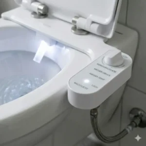 A diagram showing the two cleaning nozzles of the bidet toilettenaufsatz mit nachtlicht.
