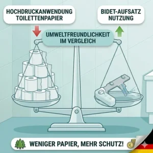 Umweltschonende Vorteile durch Reduzierung von Toilettenpapier mit dem bidet aufsatz mit selbstreinigender düse.