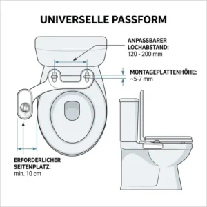 Abmessungen und Passform für einen bidet toilettenaufsatz mit wasserdruckregler.
