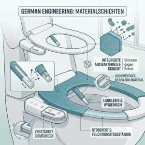 Ansicht der verschiedenen Schichten bei bidet toilettenaufsatz antibakterielles material.