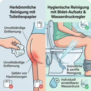 Hygienevorteile durch die Nutzung von einem bidet toilettenaufsatz mit wasserdruckregler.