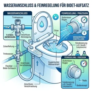 Technische Zeichnung und Details zum einfachen Wasseranschluss für den bidet toilettenaufsatz wassereinstellung fein.