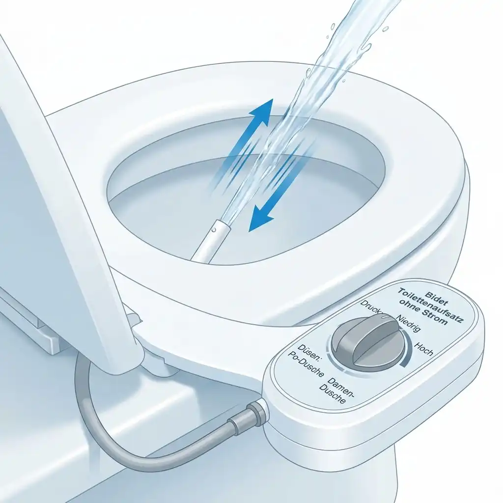 1: Bidet toilettenaufsatz ohne strom funktion showing the overall product design and setup.