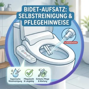 Close-up of the automatic nozzle function illustrating bidet aufsatz selbstreinigung und pflegehinweise in action.