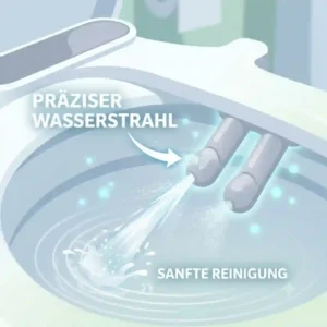 Illustration of the gentle water spray coming from the bidet aufsatz's hautfreundliche düsen