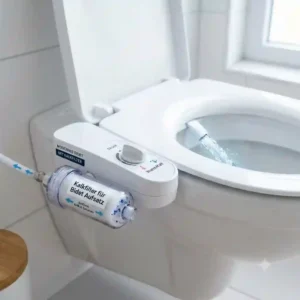 Diagram explaining the mechanism and water flow function of the bidet aufsatz kalkfilter.