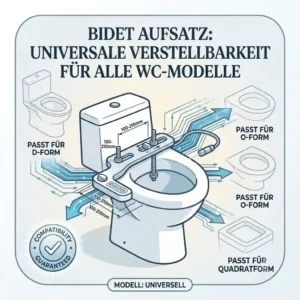 An illustration highlighting the adjustable features of a bidet aufsatz kompatibel mit verschiedenen wc modellen.