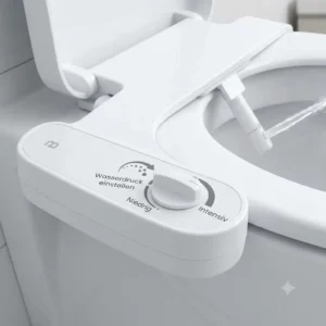 Control panel illustration of the bidet toilettenaufsatz reinigungssprühung intensiv adjusting the water pressure settings.