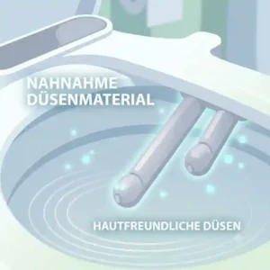 A close-up view focusing on the high-quality, non-irritating material of the hautfreundliche düsen on the bidet aufsatz