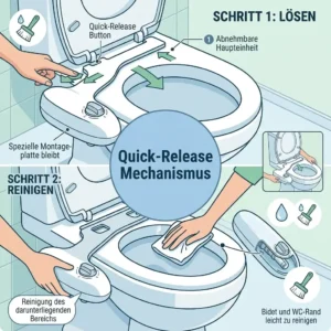 Quick-Release-Mechanismus: Dieser Bidet Aufsatz leicht zu reinigen lässt sich abnehmen.