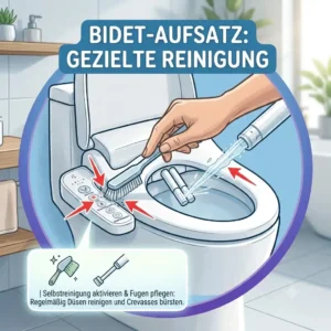 A guide on avoiding aggressive chemical agents, highlighting bidet aufsatz selbstreinigung und pflegehinweise.