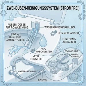 Dual nozzle mechanism of the bidet toilettenaufsatz ohne strom funktion for hygiene.