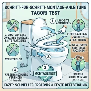 Step-by-step visual guide for the setup featured in the bidet aufsatz geruchsneutral test.