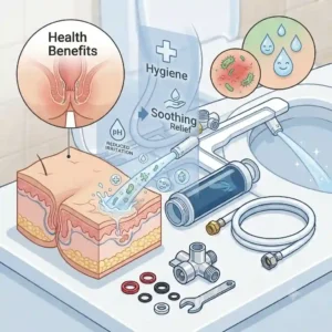 An infographic highlighting the bidet toilettenaufsatz wasserfilter hygiene advantages.