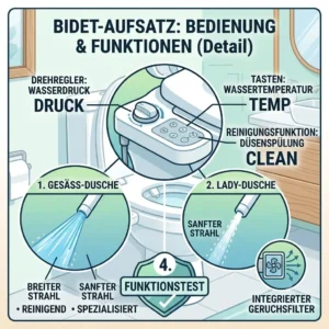 Detailed view of the control panel functions analyzed in the bidet aufsatz geruchsneutral test.