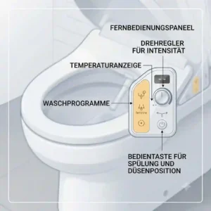 An overview diagram of the remote control panel used to operate the bidet toilettenaufsatz lufttrockner functions.