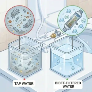 A before-and-after water quality comparison for the bidet toilettenaufsatz wasserfilter.