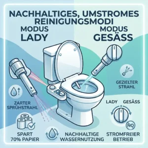 Grafik zum Einsparen von Toilettenpapier durch die Nutzung des besten stromlosen Bidet-Toilettenaufsatzes.