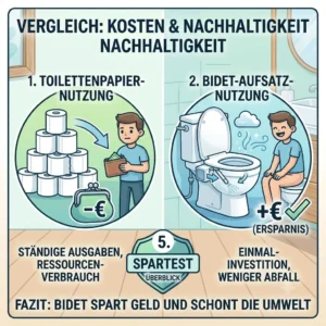 Comparative chart showing cost savings and sustainability from the bidet aufsatz geruchsneutral test.